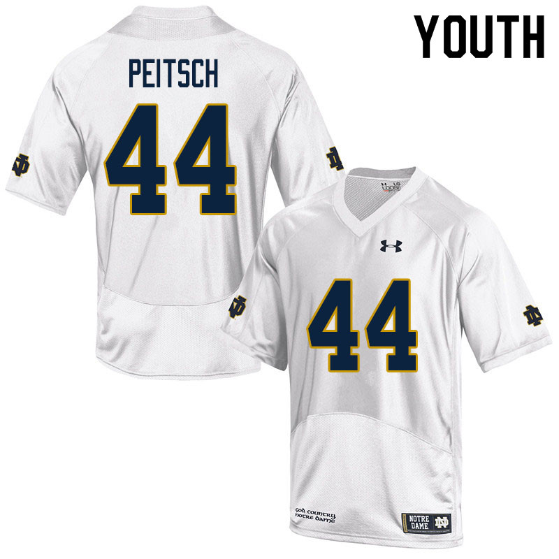 Youth #44 Alex Peitsch Notre Dame Fighting Irish College Football Jerseys Sale-White